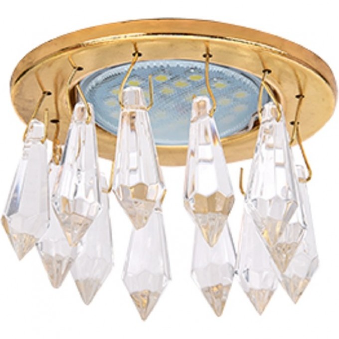 Светильник ECOLA MR16 CR1003 GU5.3 Glass Стекло Круг с продолговатыми хруст. на коротком подвесе Прозрачный / Золото 84x76 FZ16RVECB Светильник ECOLA MR16 CR1003 GU5.3 Glass Стекло Круг с продолговатыми хруст. на коротком подвесе Прозрачный / Золото 84x76 FZ16RVECB