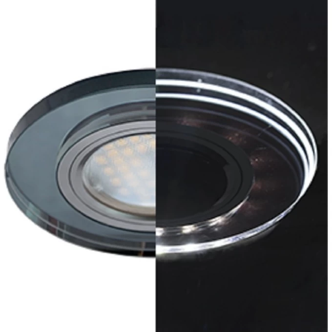 Светильник ECOLA MR16 LD1650 GU5.3 Glass Стекло с подсветкой Круг Черный / Черный хром 25x95 (кd74) SB1650EFF Светильник ECOLA MR16 LD1650 GU5.3 Glass Стекло с подсветкой Круг Черный / Черный хром 25x95 (кd74) SB1650EFF