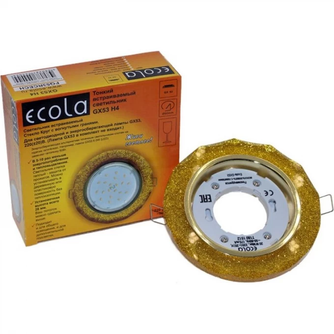 Встраиваемый светильник ECOLA GX53 H4 GLASS золото FQ53RNECH Встраиваемый светильник ECOLA GX53 H4 GLASS золото FQ53RNECH